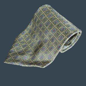 Tommy Hilfiger Green & Blue Printed Silk Tie Made In Italy 59 Inches Long